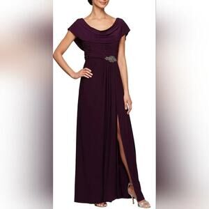 Alex Evenings Cowl Neck A-Line Jersey Dress w/pleated bodice. Size 20 Formal